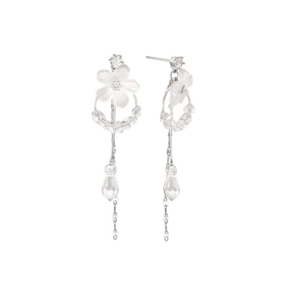 CLUE - Pure White Flower Drop Earrings on Sale