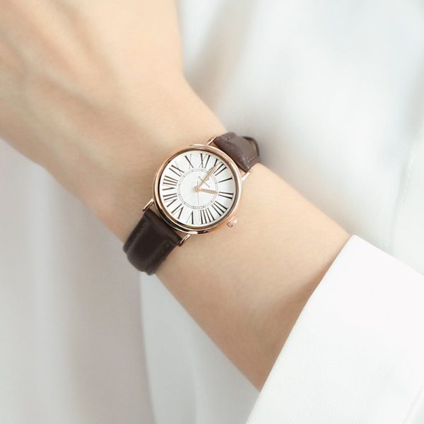 OST - Modern Time Roman Dial Red Brown Women s Leather Watch Hot on Sale - Image 4