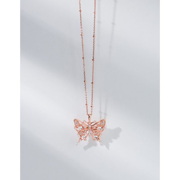 CLUE - Butterfly Silhouette Big Pendant Silver Necklace Online Hot Sale