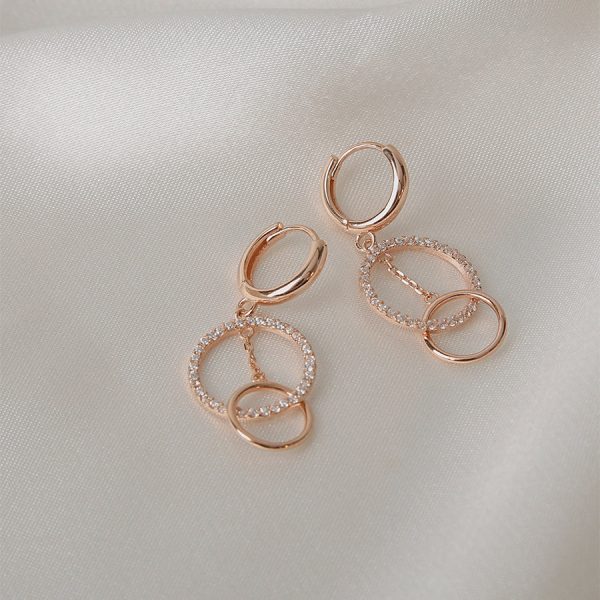CLUE - Cross Round Drop One Touch Rose Gold Earrings on Sale