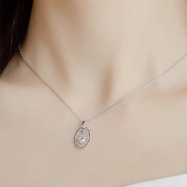 CLUE - White Round Silver Necklace Hot on Sale - Image 3