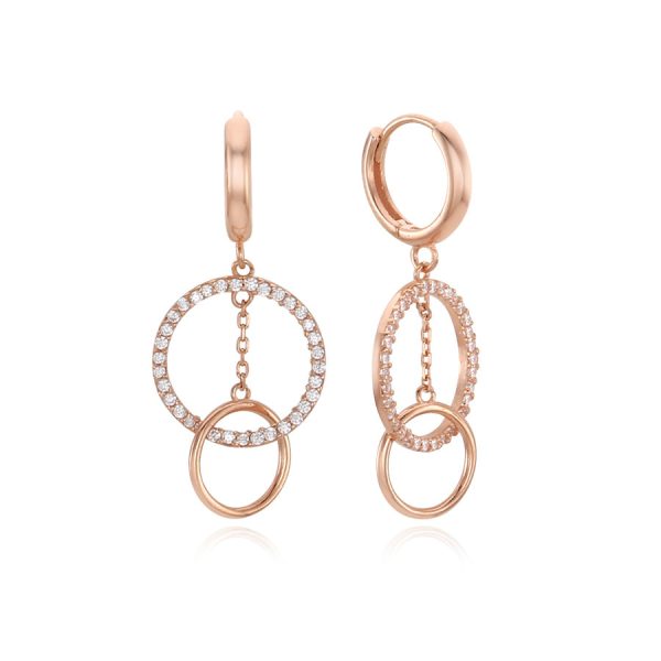 CLUE - Cross Round Drop One Touch Rose Gold Earrings on Sale - Image 2