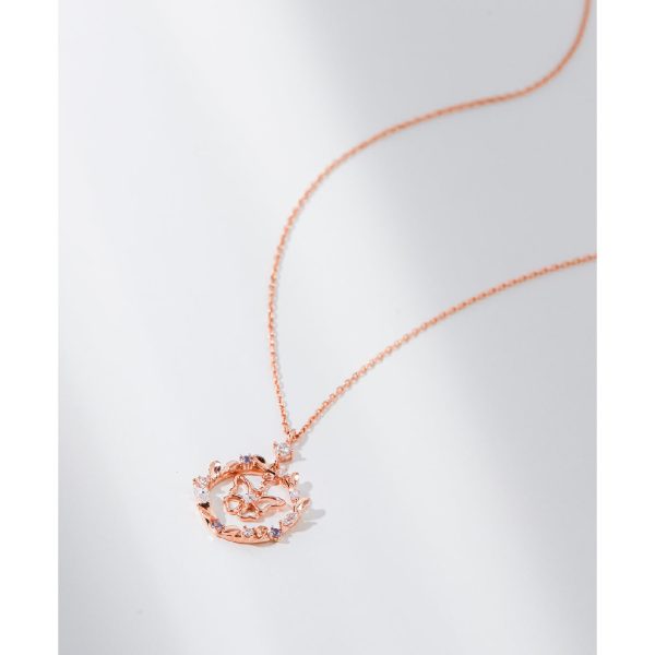 CLUE - Laurel Round Butterfly Rose Gold Necklace Sale