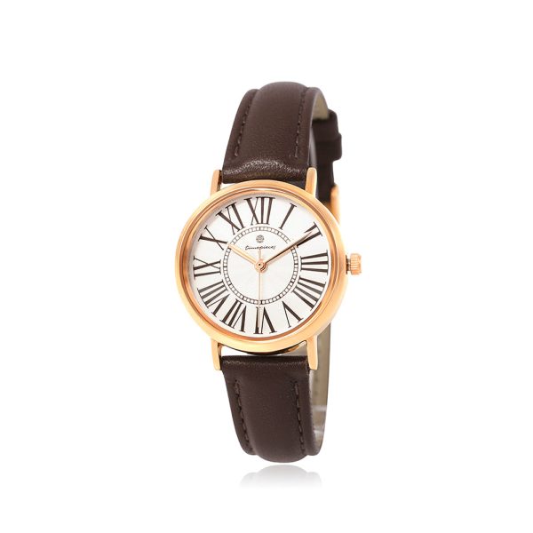 OST - Modern Time Roman Dial Red Brown Women s Leather Watch Hot on Sale