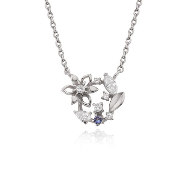 OST - September Birthstone Sapphire Clematis Birth Flower Necklace Cheap - Image 5