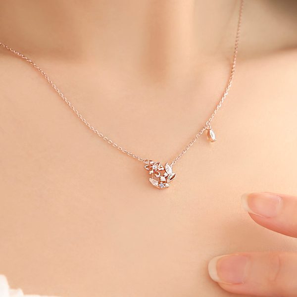 OST - September Birthstone Sapphire Clematis Birth Flower Necklace Cheap - Image 4