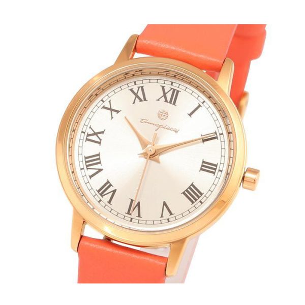 OST - Orange Coral Round Leather Watch For Discount - Image 2