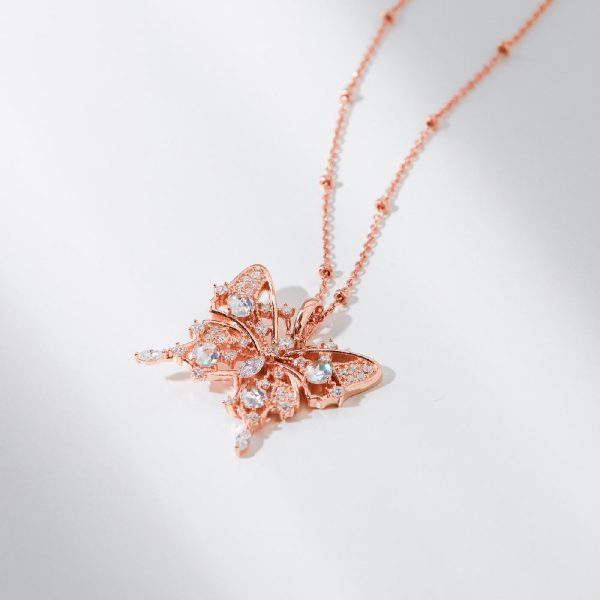 CLUE - Butterfly Silhouette Big Pendant Silver Necklace Online Hot Sale - Image 2