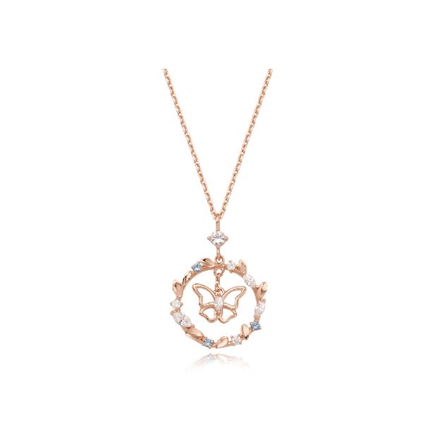 CLUE - Laurel Round Butterfly Rose Gold Necklace Sale - Image 2