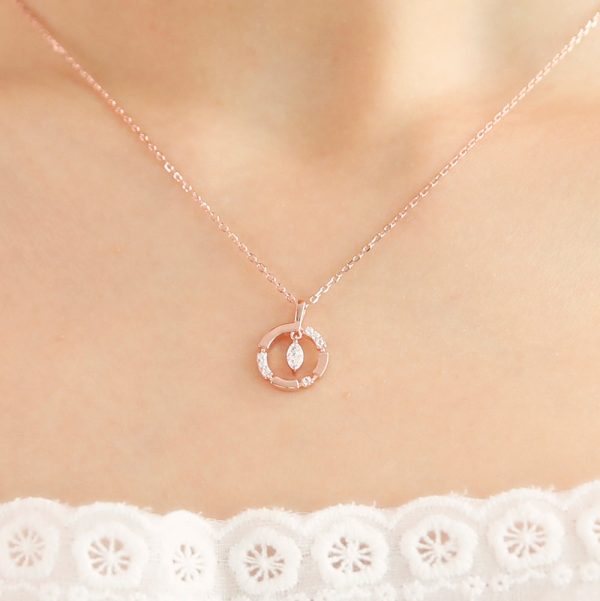 OST - Cubic Shiny Circular Line Rose Gold Necklace Online Sale - Image 3