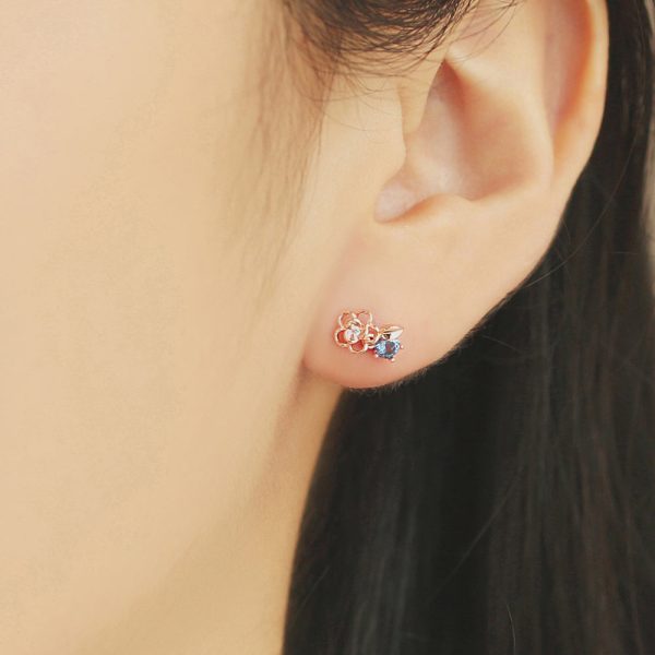 OST - December Camellia Tanzanite Rose Gold Piercing Set Online Sale - Image 3