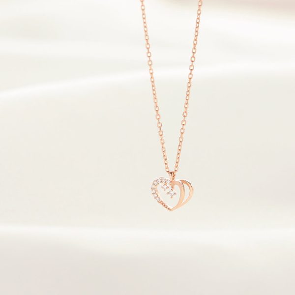 OST - Love Heart Cubic Rose Gold Necklace Online Sale - Image 5