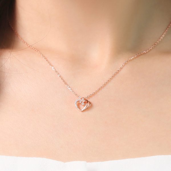 OST - Love Heart Cubic Rose Gold Necklace Online Sale - Image 3