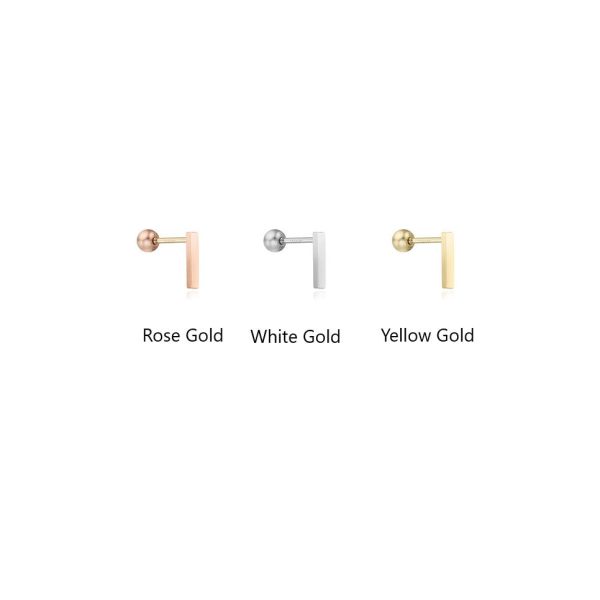 CLUE - 7mm Square Bar 10K 14K Gold Ear Pierce Online Sale - Image 2