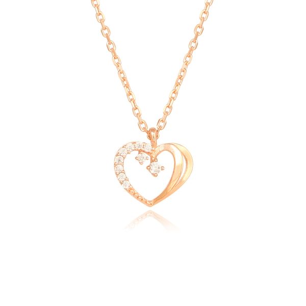 OST - Love Heart Cubic Rose Gold Necklace Online Sale