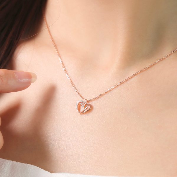 OST - Love Heart Cubic Rose Gold Necklace Online Sale - Image 4