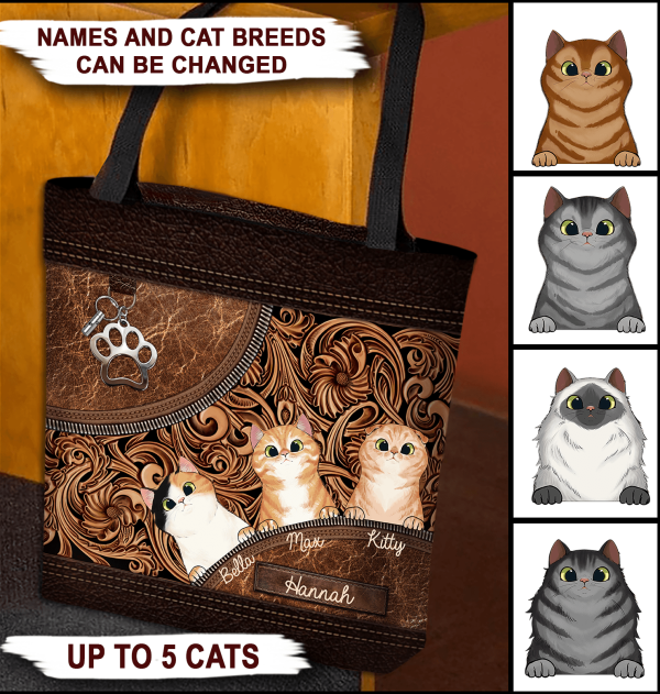 Cat Personalized All Over Tote Bag, Personalized Gift for Cat Lovers, Cat Mom, Cat Dad - TO041PS05re For Discount